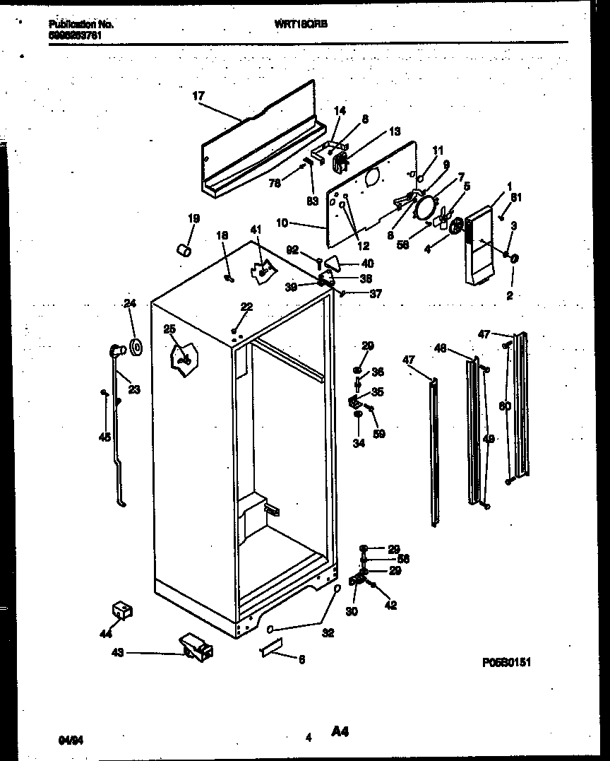 White-Westinghouse WRT18QRBD0 cabinet parts diagram