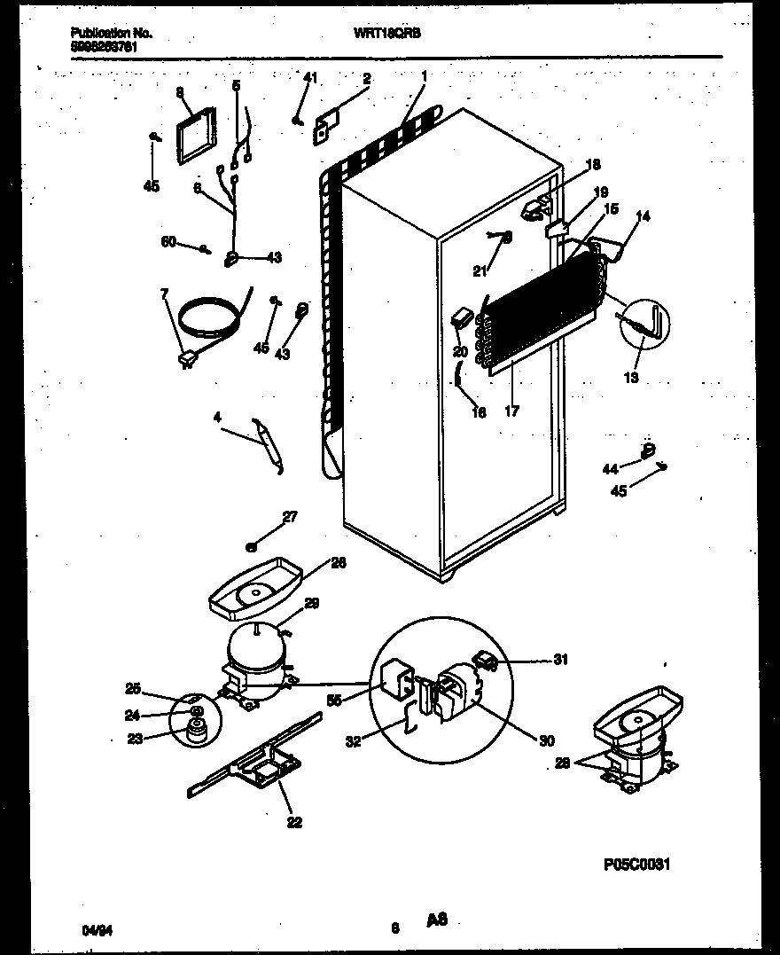 White-Westinghouse WRT18QRBD0 system and automatic defrost parts diagram