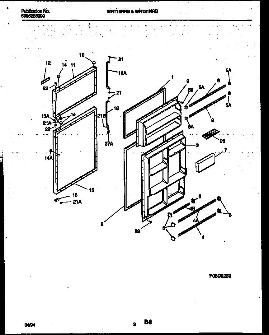 White-Westinghouse WRT19NRBW0 door parts diagram