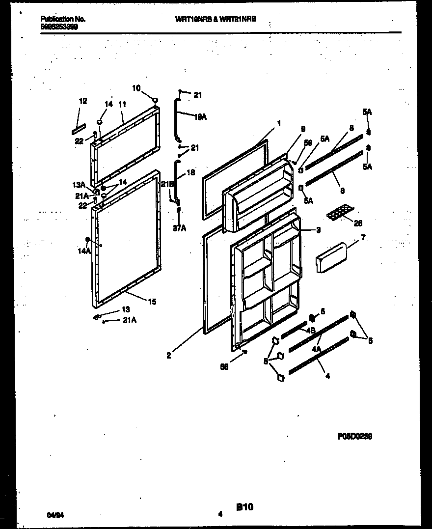 White-Westinghouse WRT19NRBW0 door parts diagram