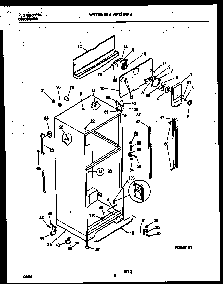 White-Westinghouse WRT19NRBW0 cabinet parts diagram