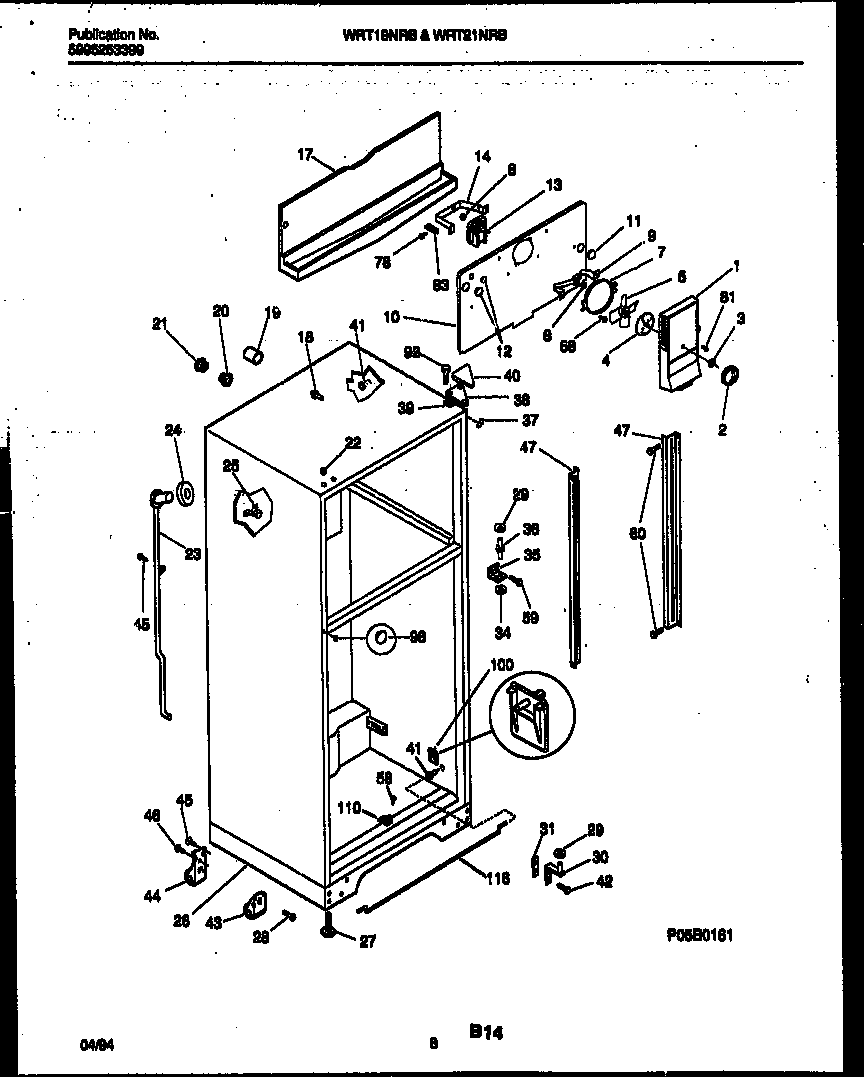 White-Westinghouse WRT19NRBW0 cabinet parts diagram