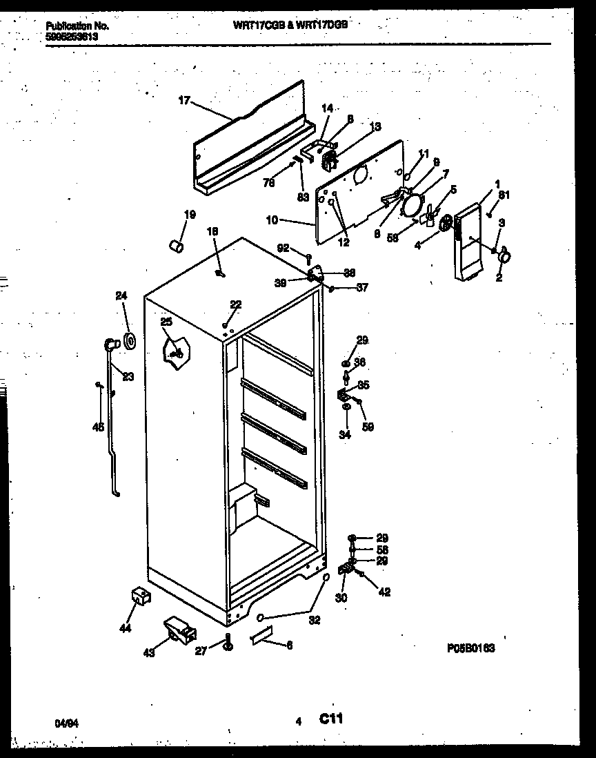White-Westinghouse WRT17CGBD0 cabinet parts diagram