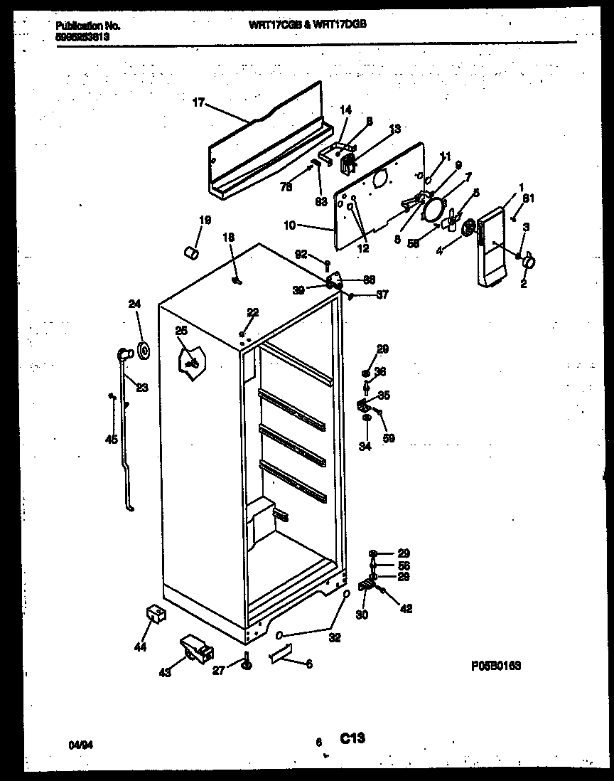 White-Westinghouse WRT17CGBD0 cabinet parts diagram