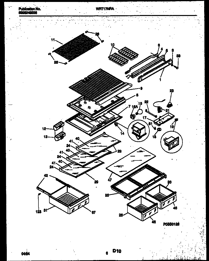 White-Westinghouse WRT17NRAW0 shelves and supports diagram