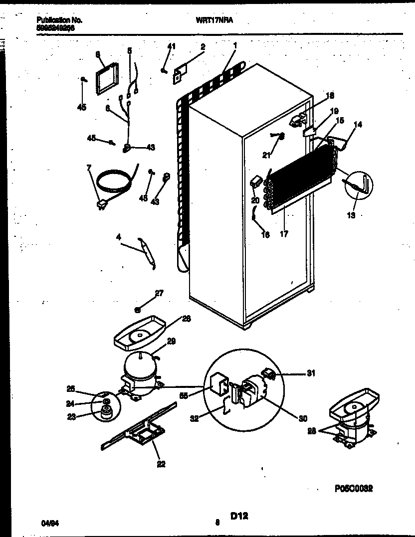 White-Westinghouse WRT17NRAW0 system and automatic defrost parts diagram