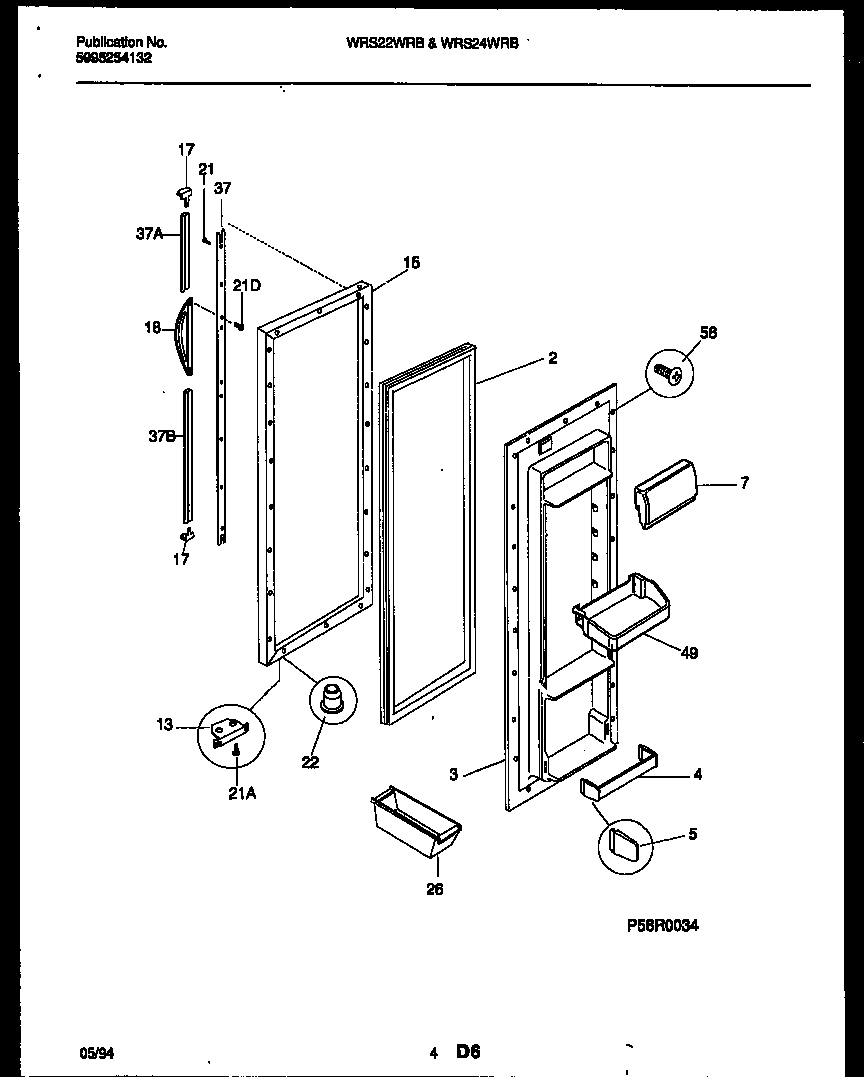 White-Westinghouse WRS24WRBD0 refrigerator door parts diagram