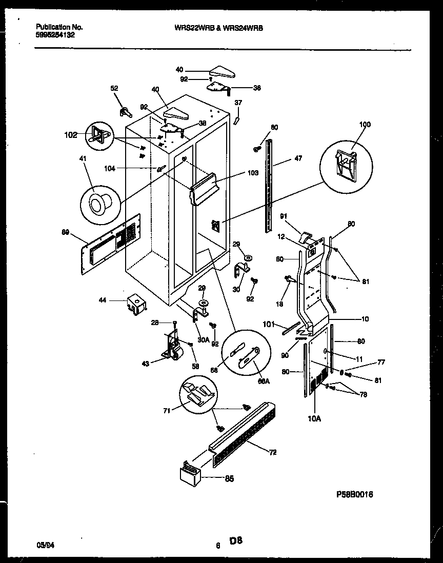White-Westinghouse WRS24WRBD0 cabinet parts diagram