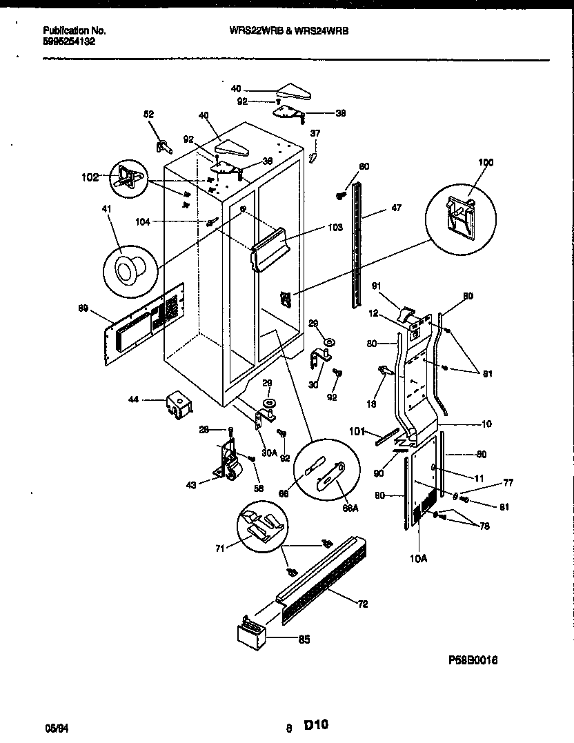 White-Westinghouse WRS24WRBD0 cabinet parts diagram