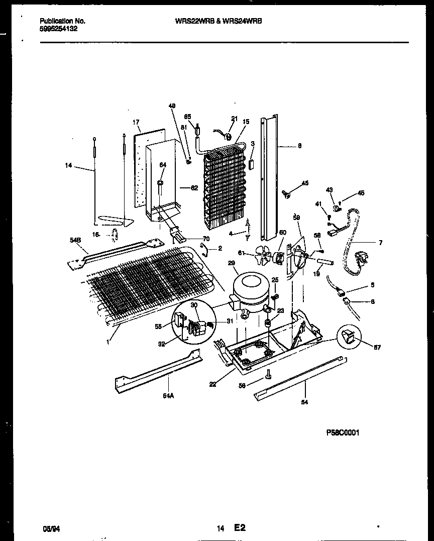 White-Westinghouse WRS24WRBD0 system and automatic defrost parts diagram