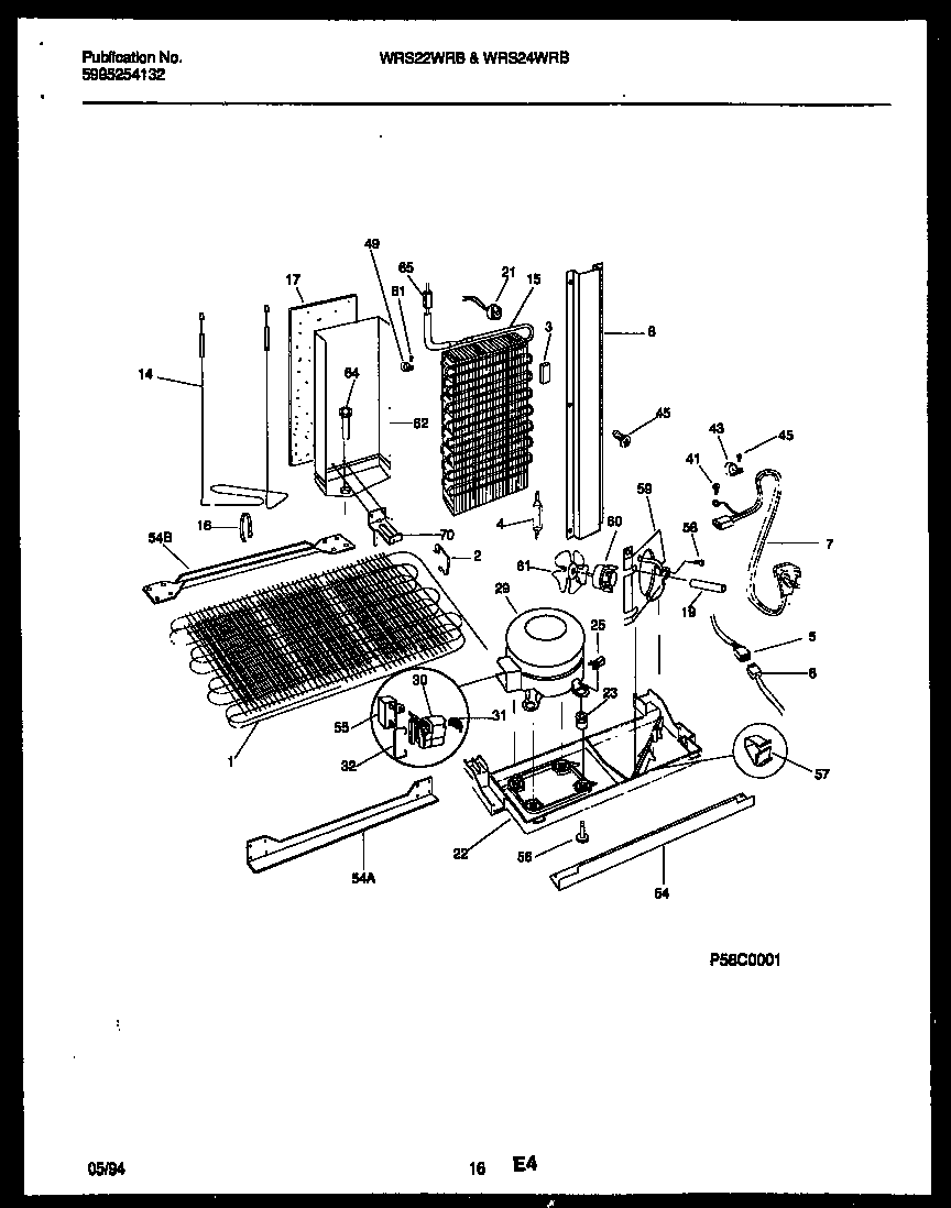 White-Westinghouse WRS24WRBD0 system and automatic defrost parts diagram