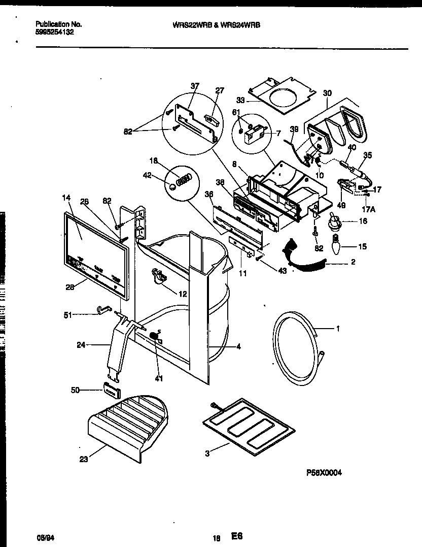 White-Westinghouse WRS24WRBD0 ice door, dispenser and water tanks diagram