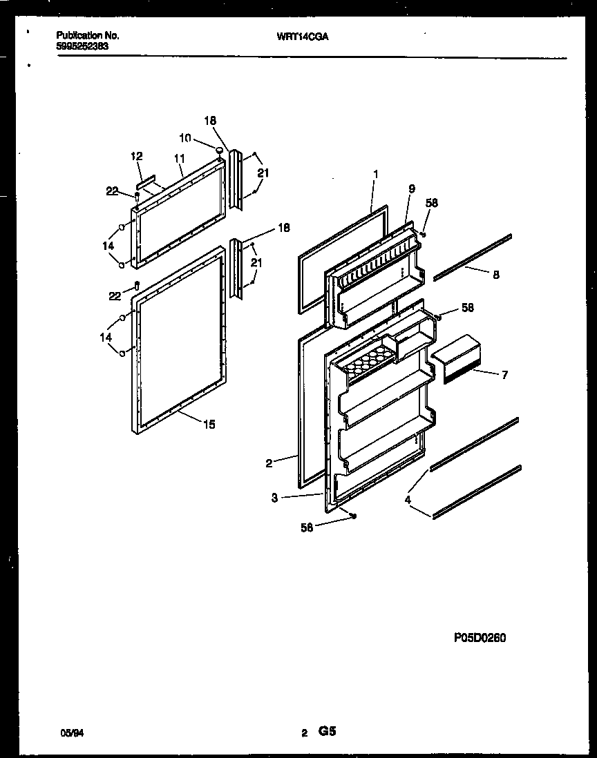 White-Westinghouse WRT14CGAW0 door parts diagram