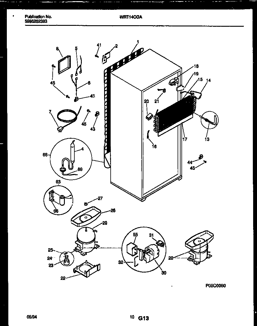 White-Westinghouse WRT14CGAW0 system and automatic defrost parts diagram