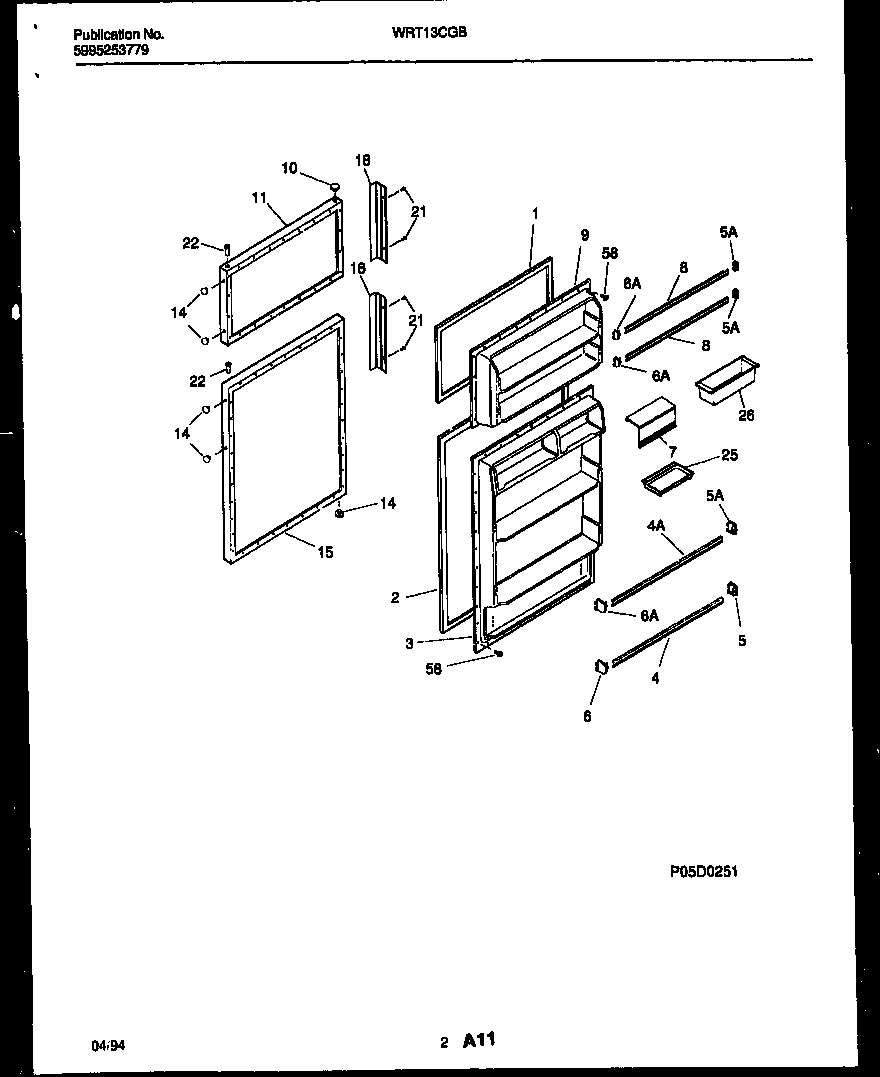 White-Westinghouse WRT13CGBW0 door parts diagram