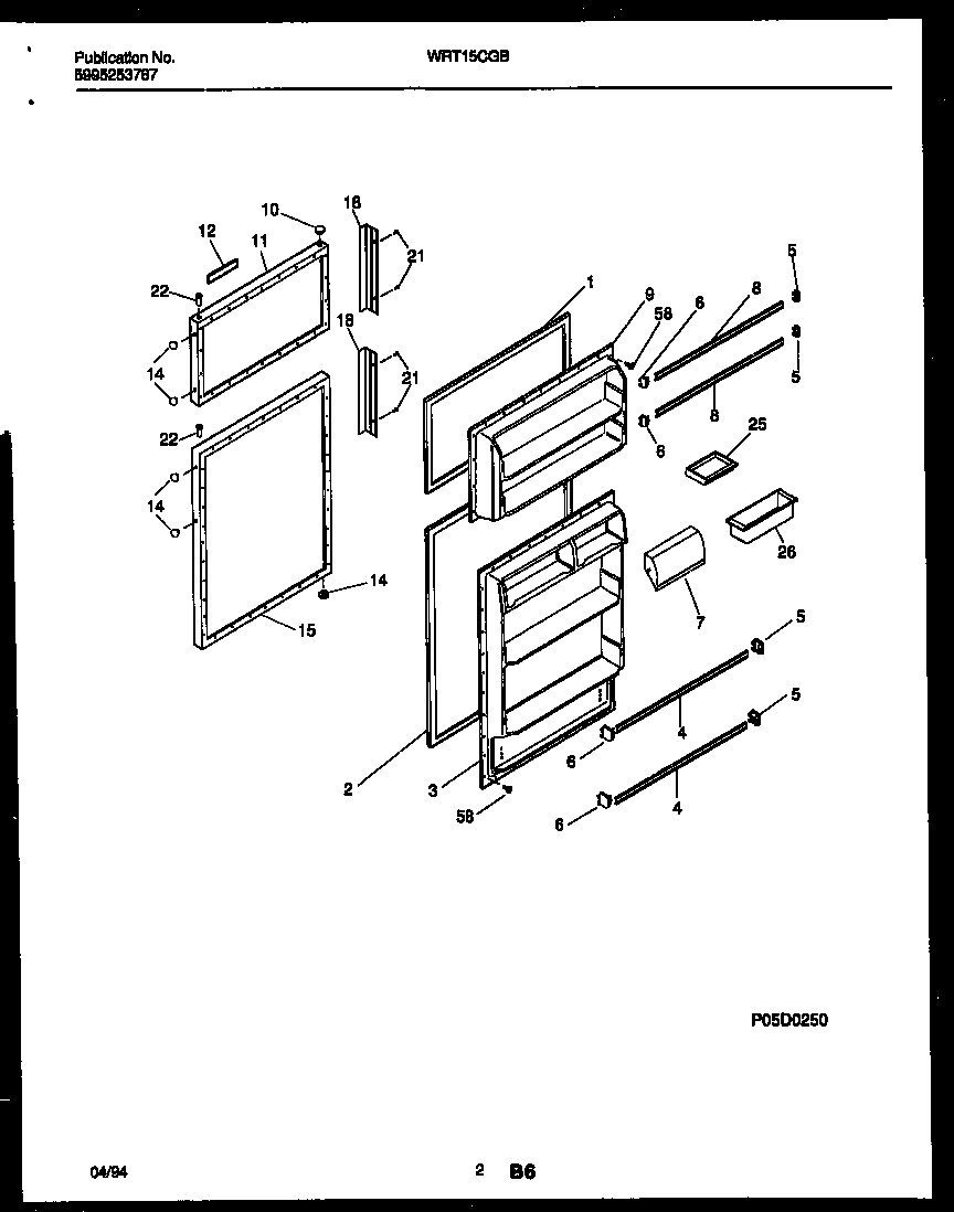White-Westinghouse WRT15CGBZ0 door parts diagram