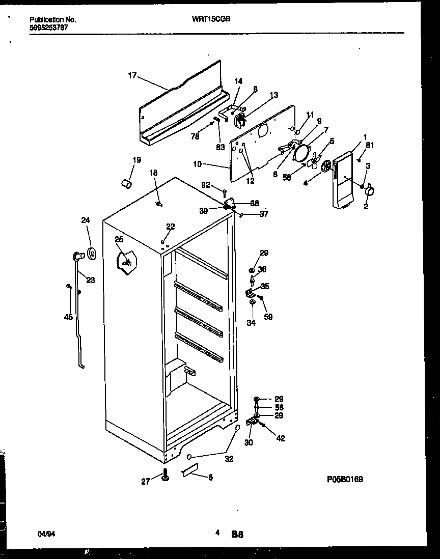White-Westinghouse WRT15CGBZ0 cabinet parts diagram