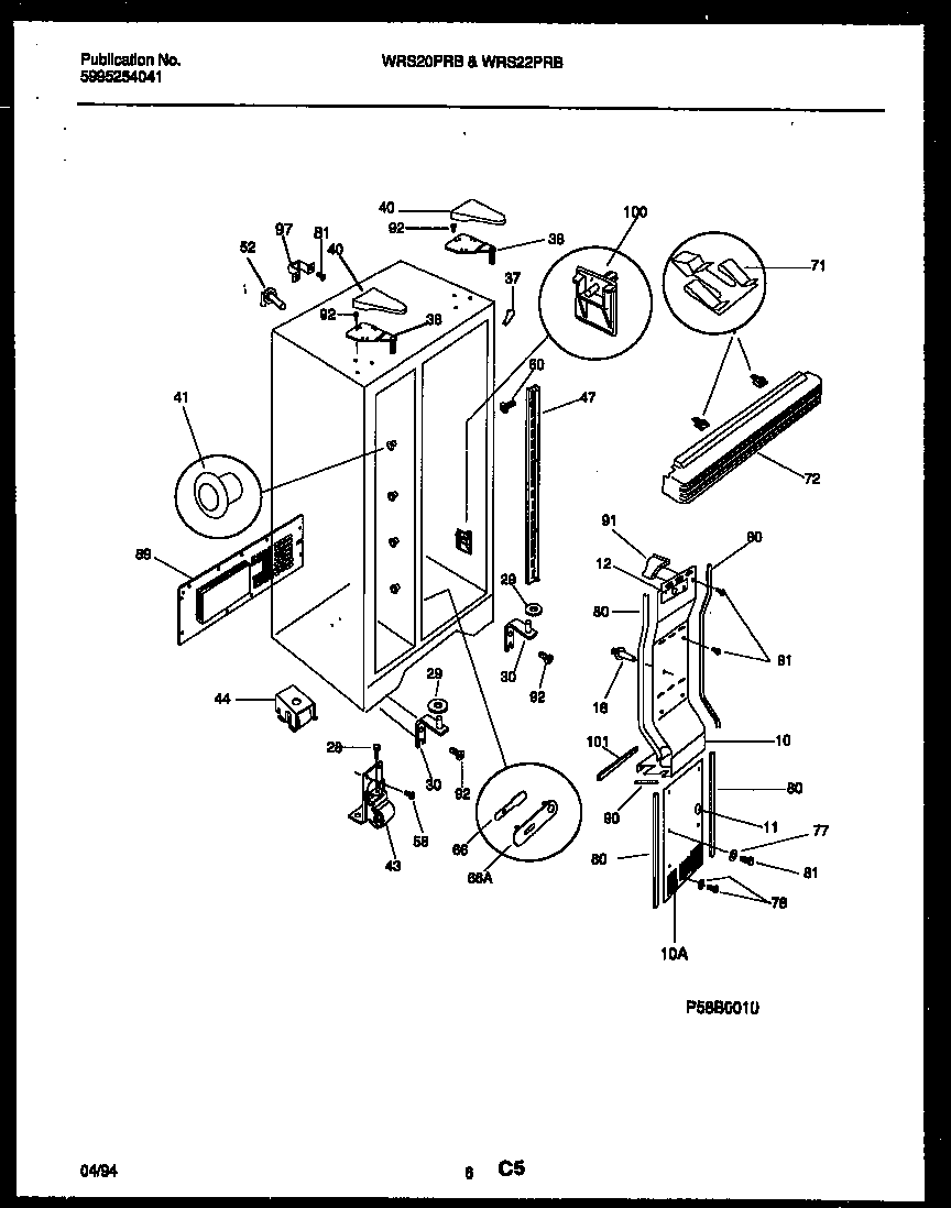 White-Westinghouse WRS22PRBW0 cabinet parts diagram