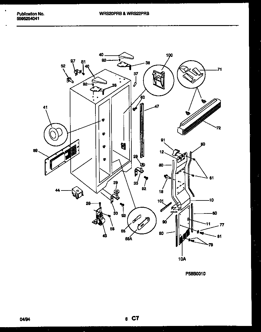 White-Westinghouse WRS22PRBW0 cabinet parts diagram