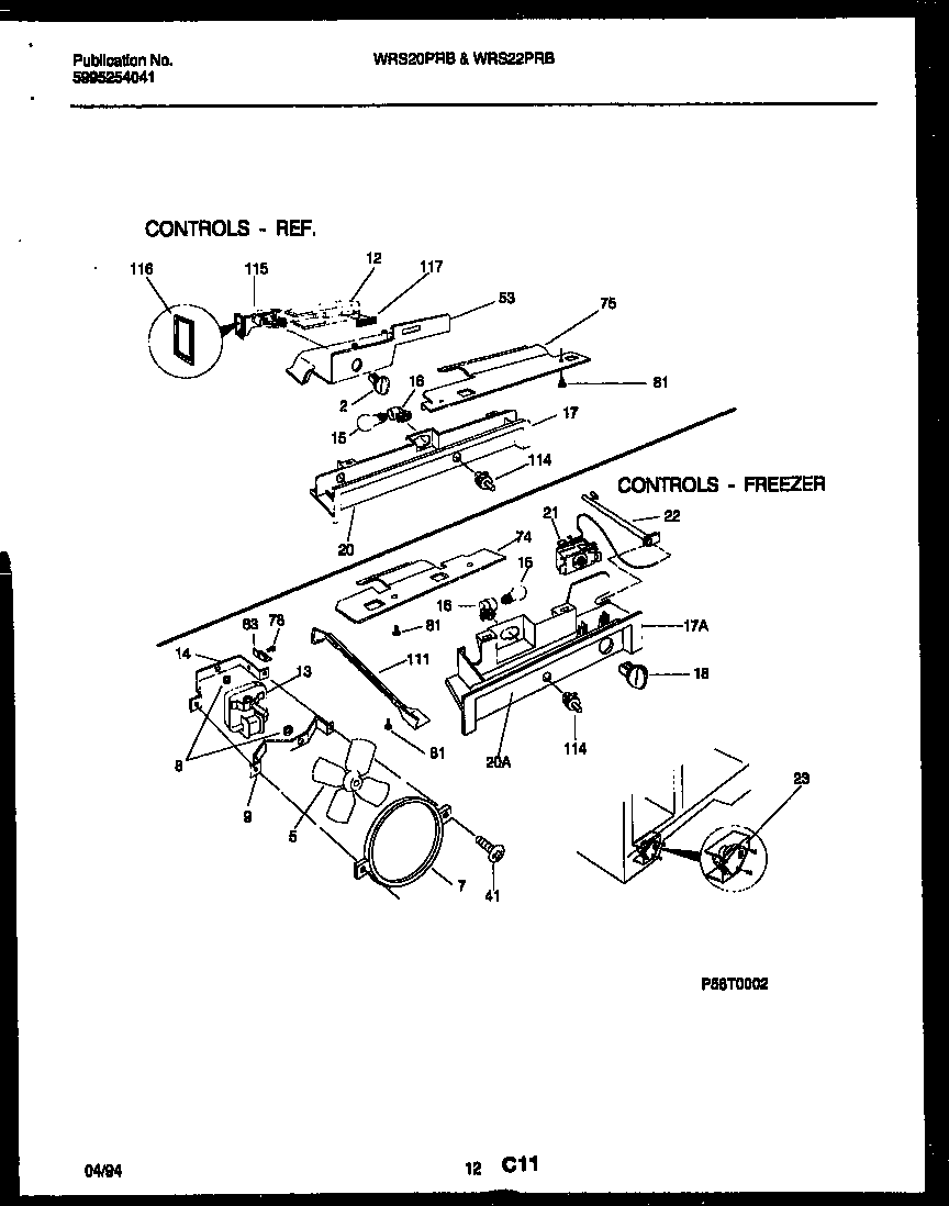 White-Westinghouse WRS22PRBW0 refrigerator control assembly, damper control assembly and f diagram