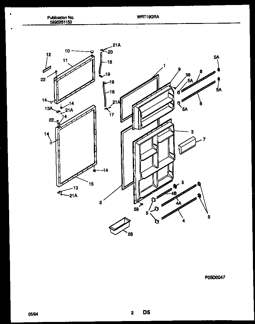 White-Westinghouse WRT19GRBW0 door parts diagram