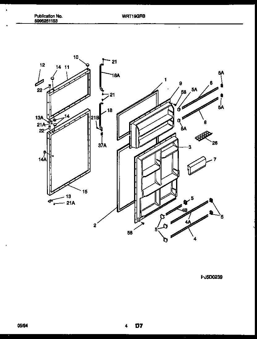 White-Westinghouse WRT19GRBW0 door parts diagram