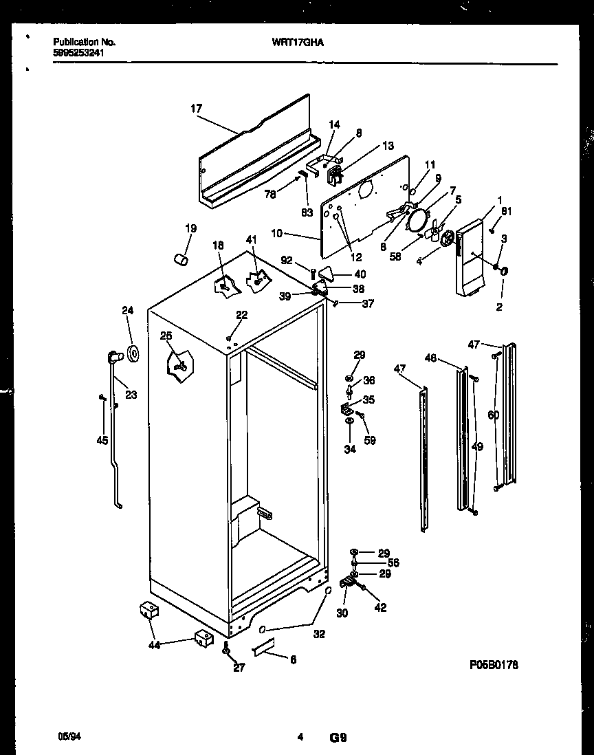 White-Westinghouse WRT17GHAW0 cabinet parts diagram