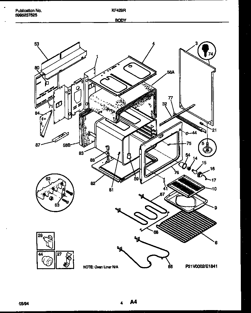White-Westinghouse KF429RW1 body parts diagram