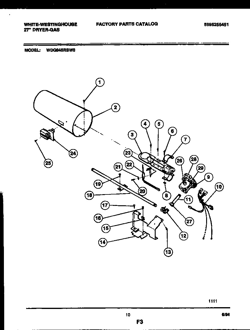 White-Westinghouse WDG846RBD0 burner, igniter and valve diagram