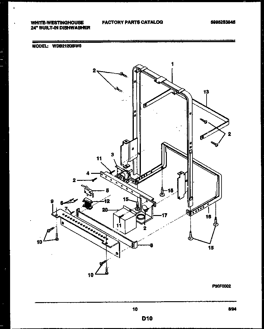 White-Westinghouse WDB212GBW0 power dry and motor parts diagram