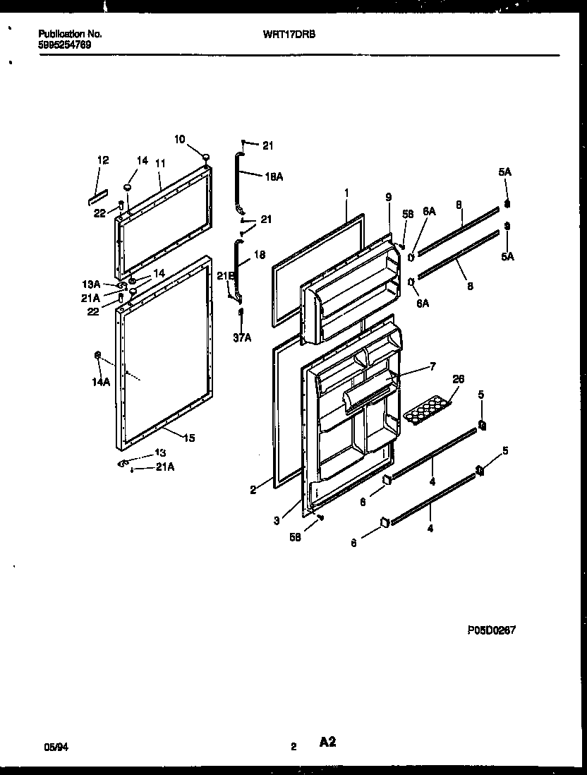White-Westinghouse WRT17DRBW1 door parts diagram