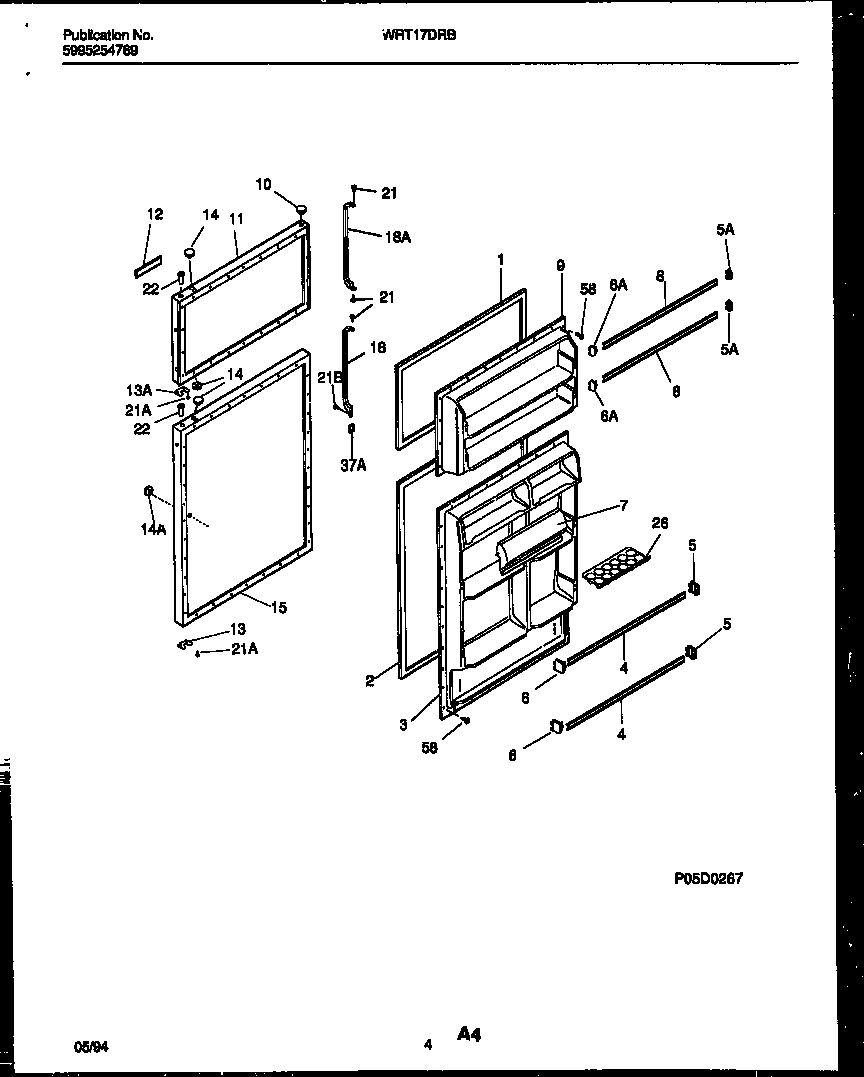 White-Westinghouse WRT17DRBW1 door parts diagram