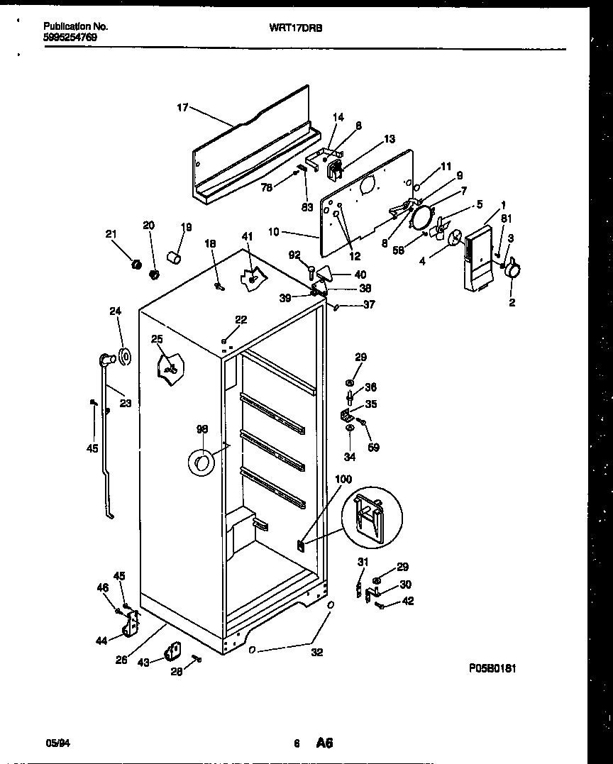 White-Westinghouse WRT17DRBW1 cabinet parts diagram