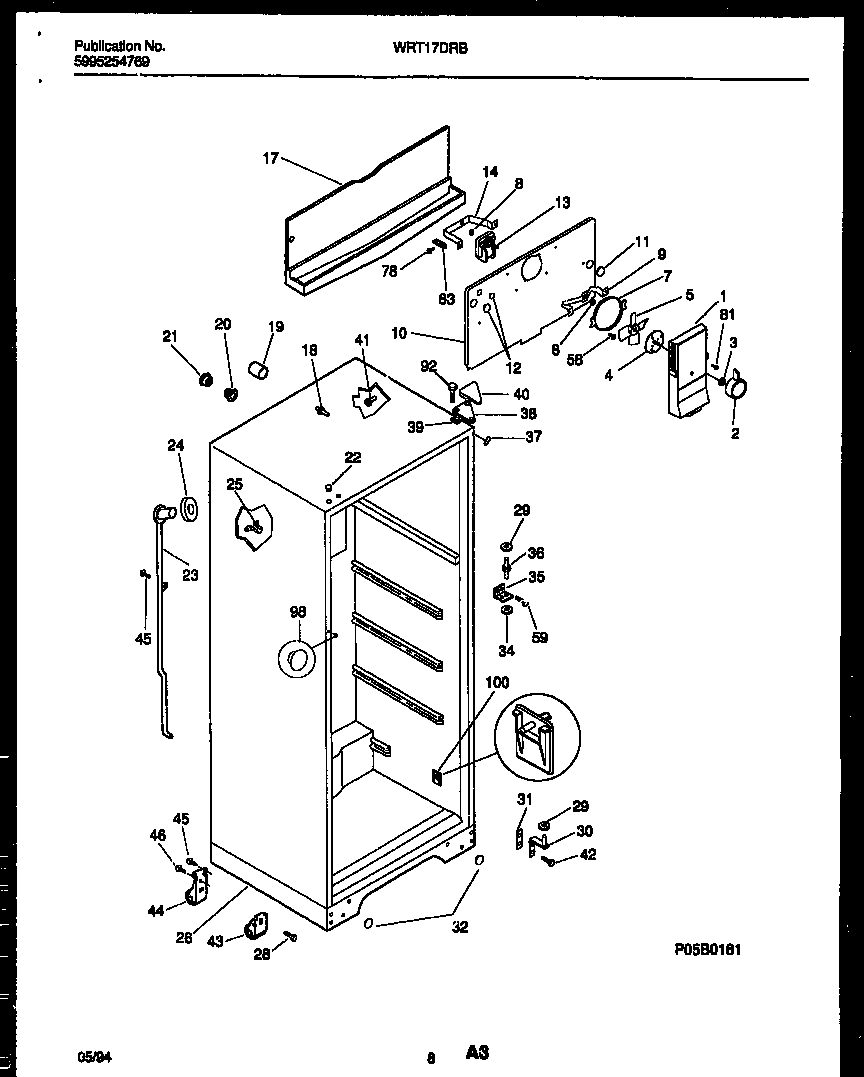 White-Westinghouse WRT17DRBW1 cabinet parts diagram