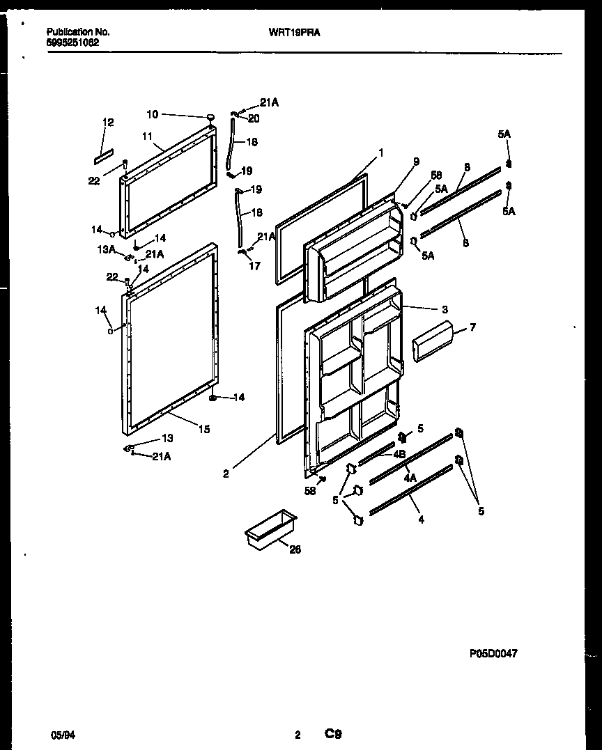 White-Westinghouse WRT19PRAW0 door parts diagram