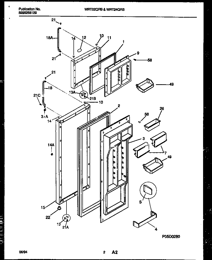 White-Westinghouse WRT22QRBD0 door parts diagram