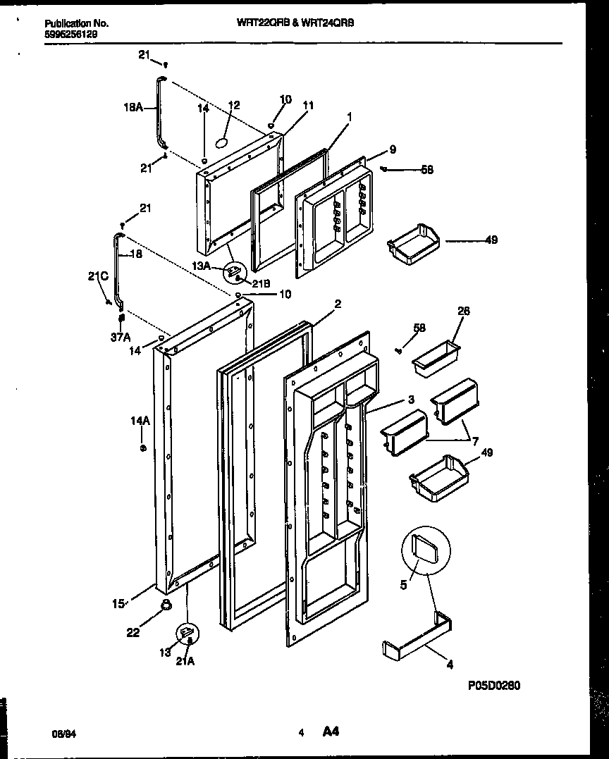 White-Westinghouse WRT22QRBD0 door parts diagram