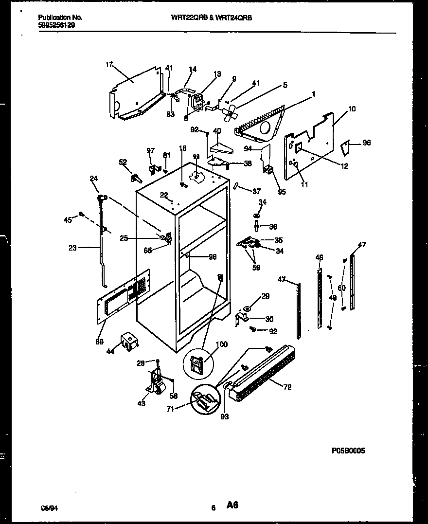 White-Westinghouse WRT22QRBD0 cabinet parts diagram