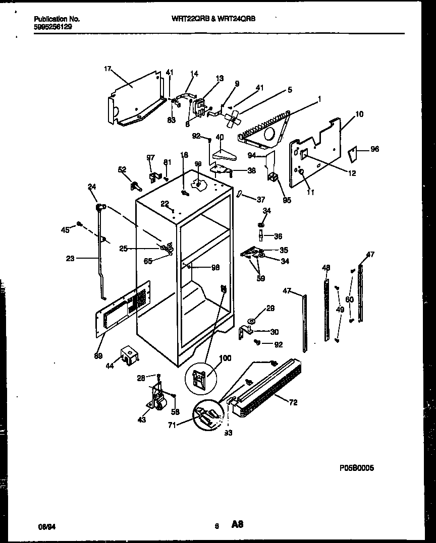White-Westinghouse WRT22QRBD0 cabinet parts diagram