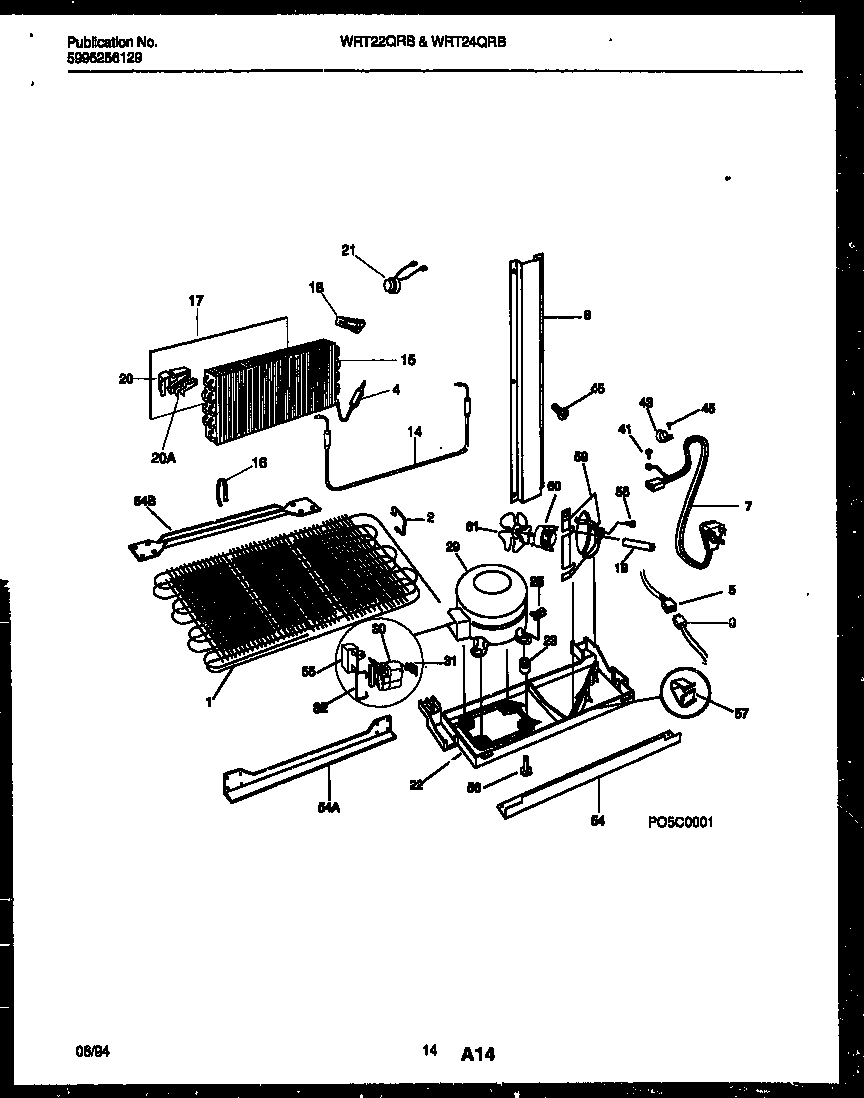 White-Westinghouse WRT22QRBD0 system and automatic defrost parts diagram