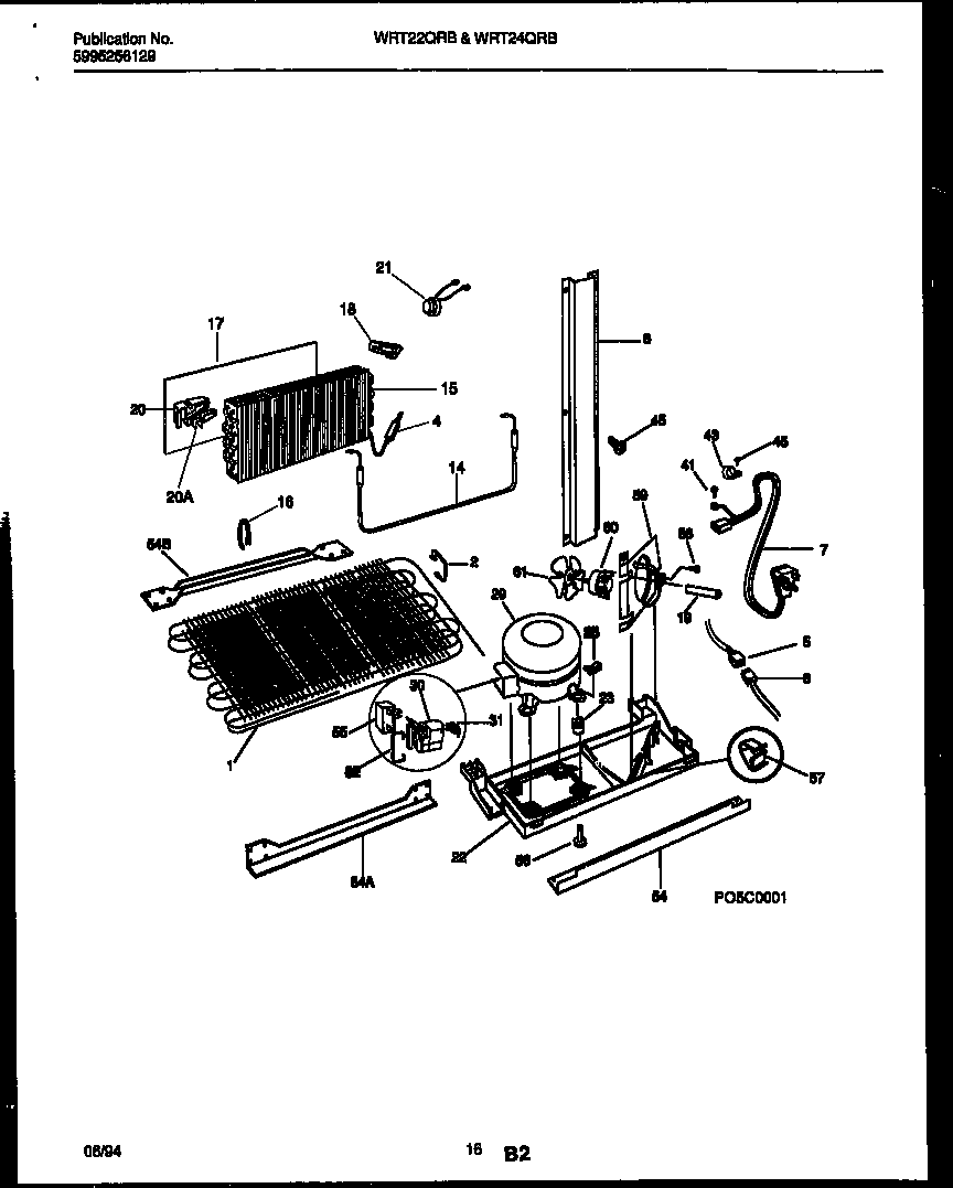 White-Westinghouse WRT22QRBD0 system and automatic defrost parts diagram