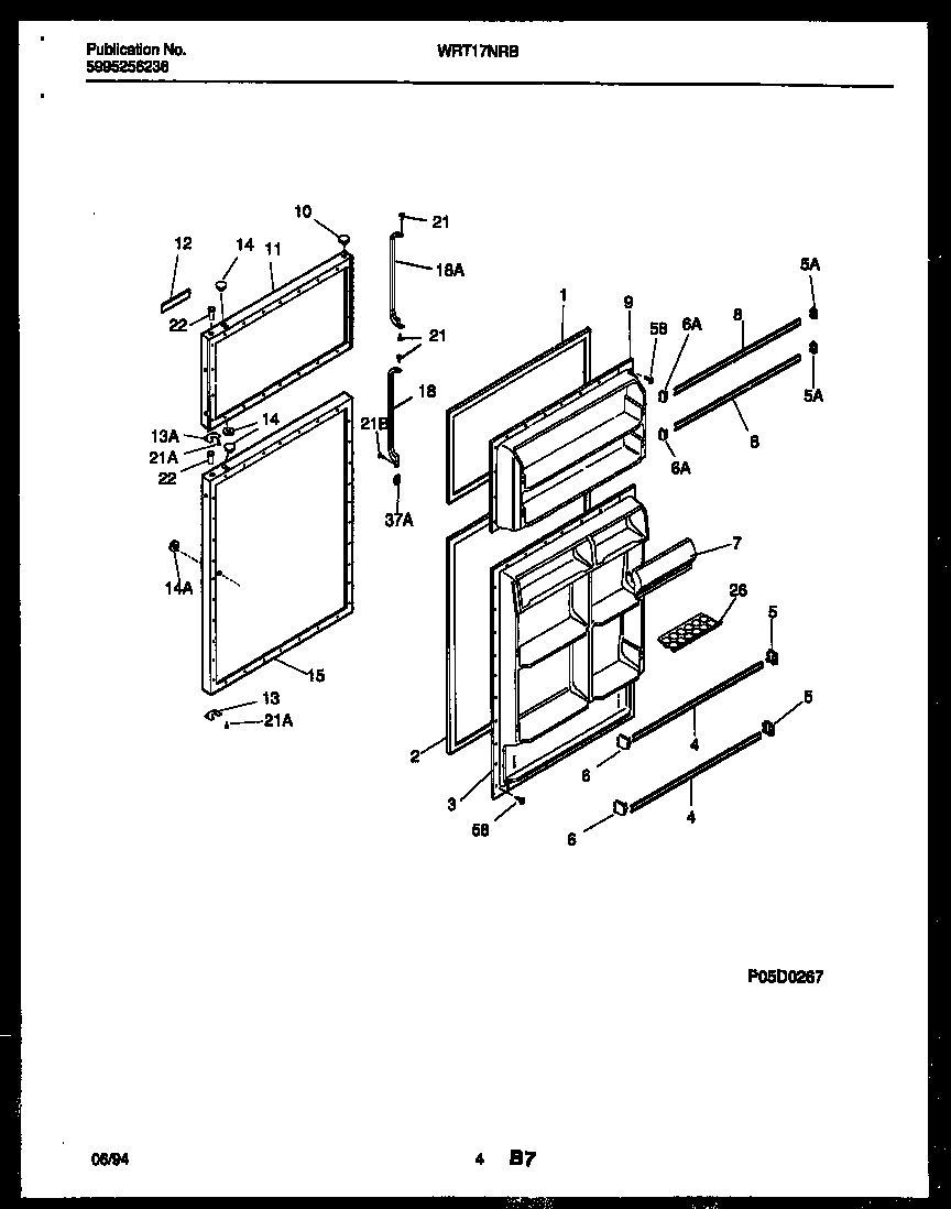White-Westinghouse WRT17NRBW0 door parts diagram