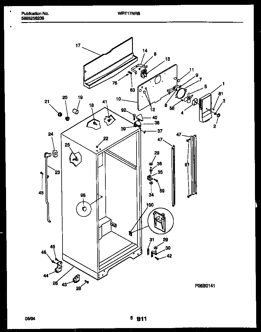 White-Westinghouse WRT17NRBW0 cabinet parts diagram