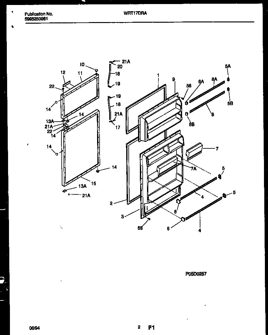 White-Westinghouse WRT17DRAD0 door parts diagram