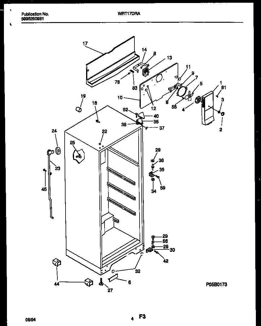 White-Westinghouse WRT17DRAD0 cabinet parts diagram