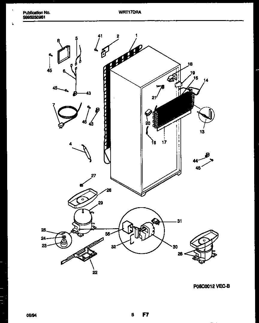 White-Westinghouse WRT17DRAD0 system and automatic defrost parts diagram