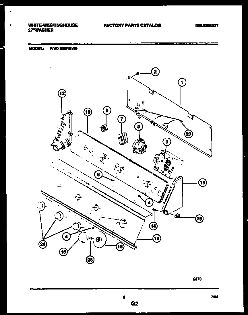 White-Westinghouse WWX645RBW0 console and control parts diagram