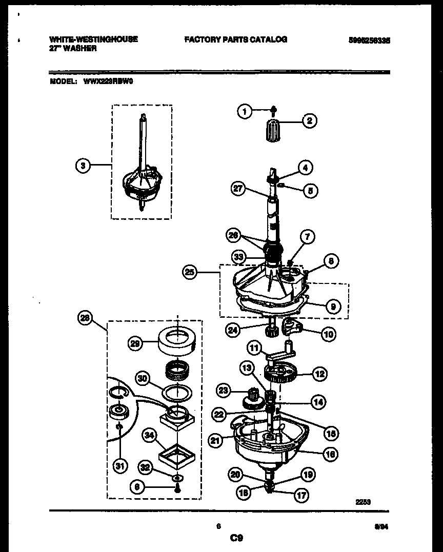 White-Westinghouse WWX223RBW0 transmission parts diagram