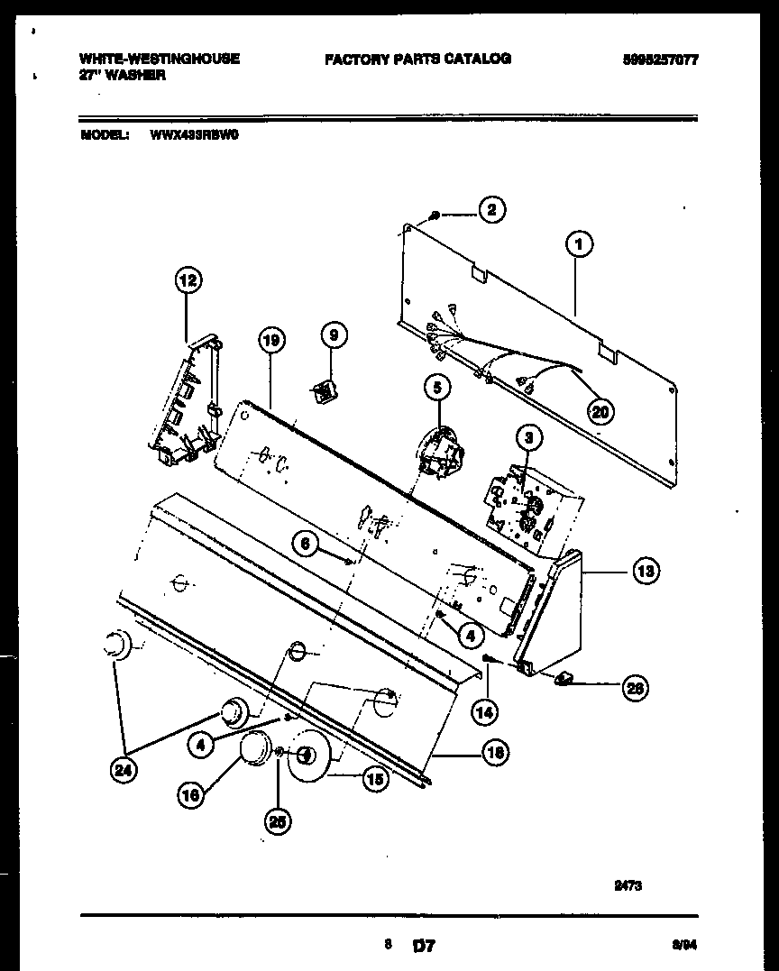 White-Westinghouse WWX433RBD0 console and control parts diagram