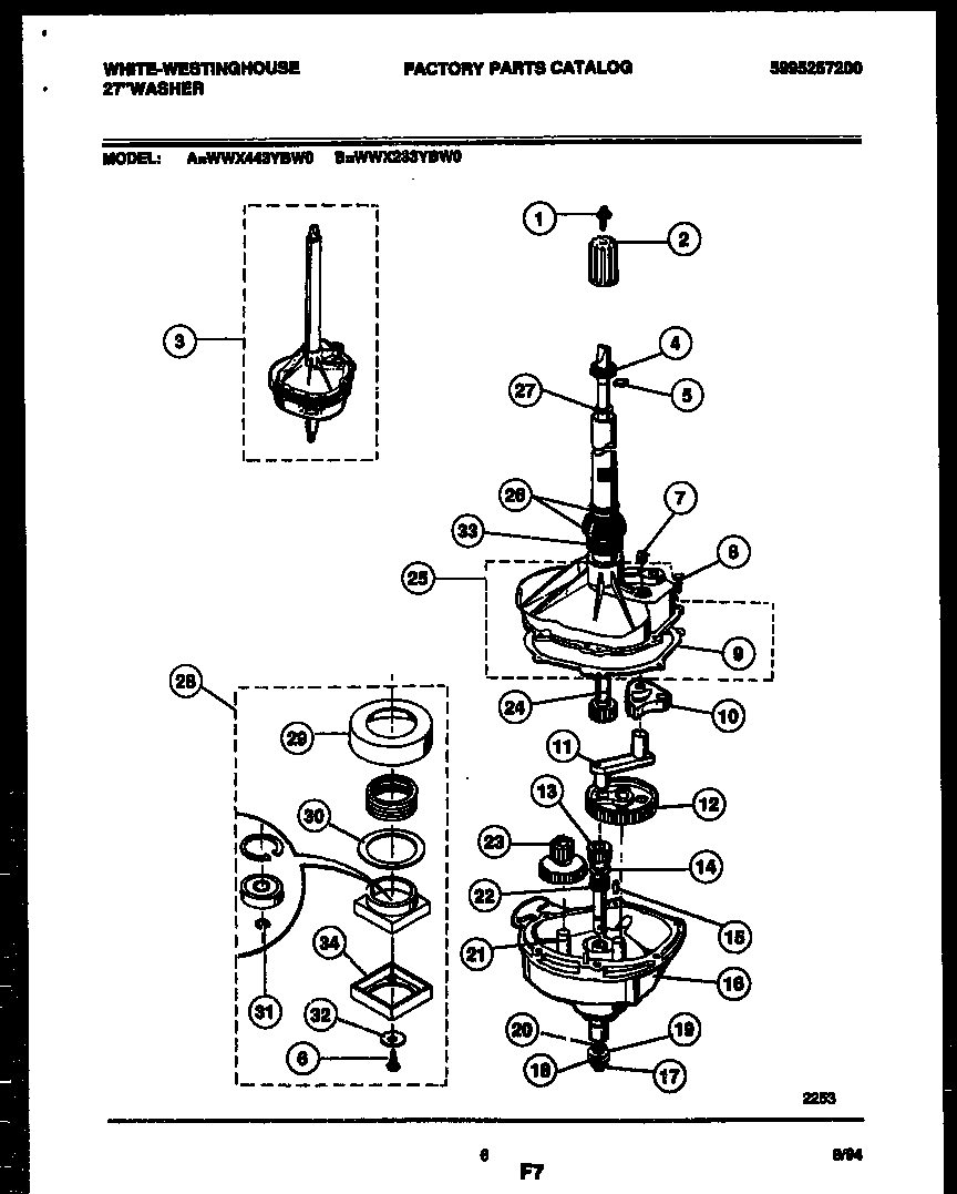 White-Westinghouse WWX233YBW0 transmission parts diagram